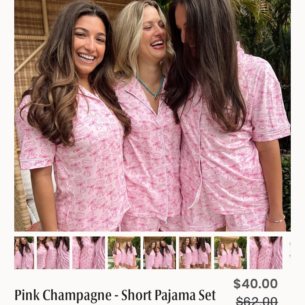 KenzKustomz Benny + Co. Pink Bow Prosecco Pjs
